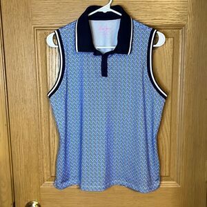 Lillie Green Sleeveless Golf Polo Top Size Large Petite LP